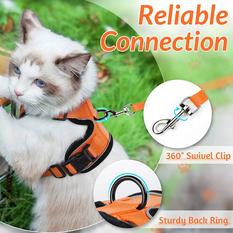 ATUBAN Cat Harness and Leash for Walking,Escape Proof Soft Adjustable Vest Harnesses for Cat,Breathable Reflective Strips Jacket