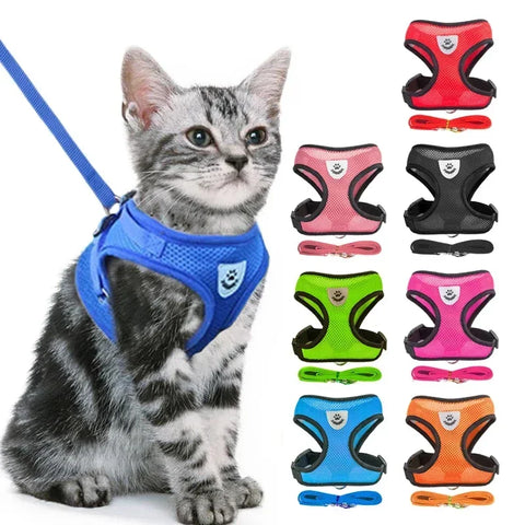 Cat Harness Vest Walking Lead Leash for Puppy Dogs Collar Adjustable Mesh Dog Harness for Small Medium Dogs Kitten Accessories