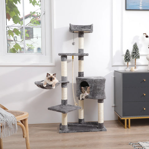 Cat Scratcher Tower Home Furniture Cat Tree Pets Hammock Sisal Cat Scratching Post Climbing Frame Toy Spacious Perch