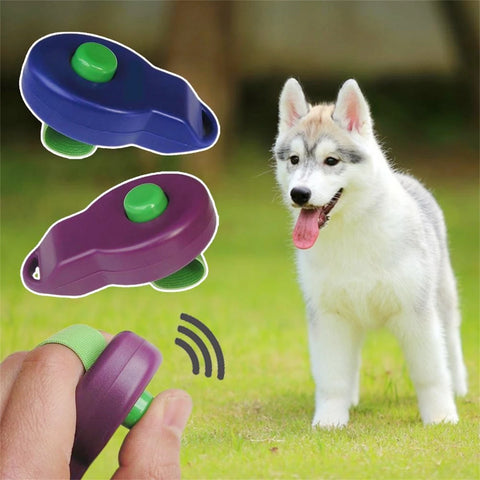 1Pc Pet Training Ring Clicker Elastic Band Sound Generator Dog Behavioral Deterrent Training Pet Training Supplies Purple/Blue