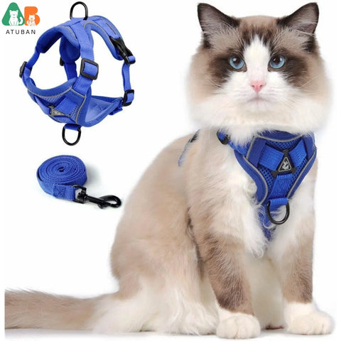 Cat Harness and Leash Set for Small to Large Cats Adjustable Cat Vest Harness Reflective Trim Universal Cat Leash and Harness