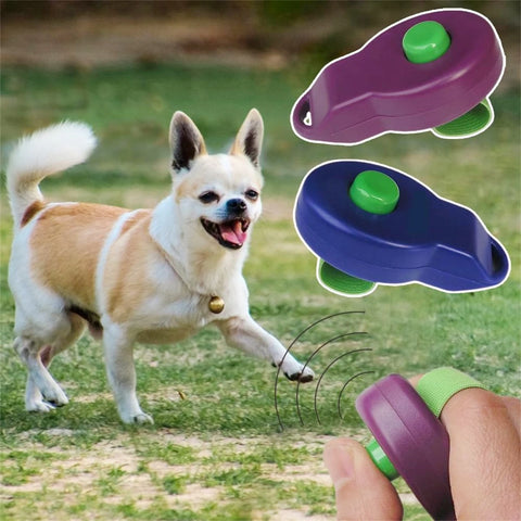 1Pc Pet Training Ring Clicker Elastic Band Sound Generator Dog Behavioral Deterrent Training Pet Training Supplies Purple/Blue