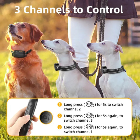 ROJECO Electric Dog Training Collar Digital Rechargeable Remote Control IPX7 Waterproof Vibrator Pet Dog Bark Stop Shock Collar