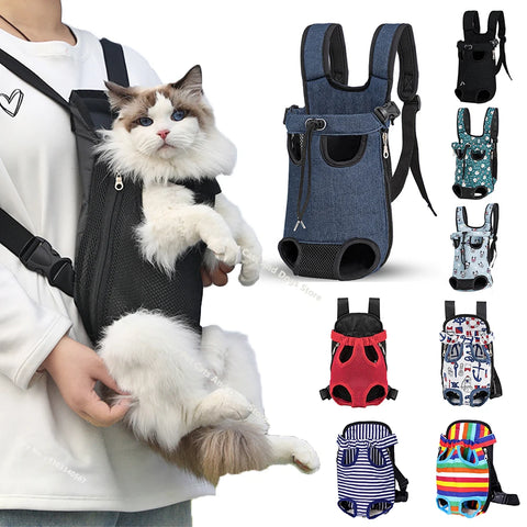 Adjustable Cat Carrier Bag Pet Double Shoulder Backpack Portable Bag Outdoor Travel Camping Hiking Cat Bag Dog Bag