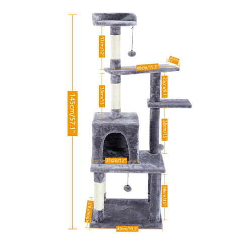 Cat Scratcher Tower Home Furniture Cat Tree Pets Hammock Sisal Cat Scratching Post Climbing Frame Toy Spacious Perch