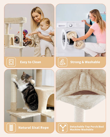 Multi-Level Cat Tree with Scratching Post Luxury Cat Tower with Condo House Cat Scratcher for Indoor Cat Accessories Pet Cat Toy