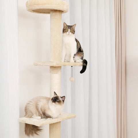 Domestic Delivery Height 238-274cm Cat Tree Condo Scratching Post Floor to Ceiling Adjustable Cat Scratcher Protecting Furniture