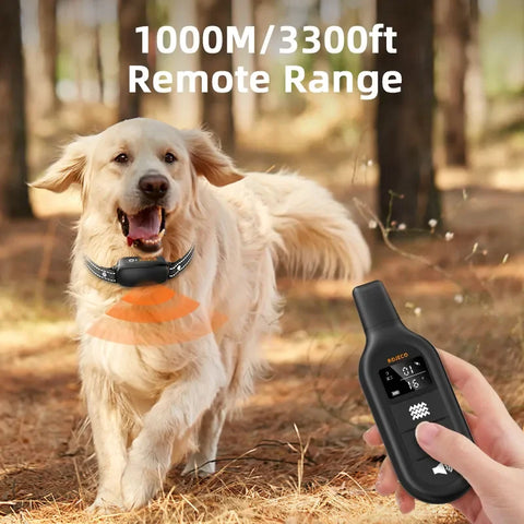 ROJECO Electric Dog Training Collar Digital Rechargeable Remote Control IPX7 Waterproof Vibrator Pet Dog Bark Stop Shock Collar