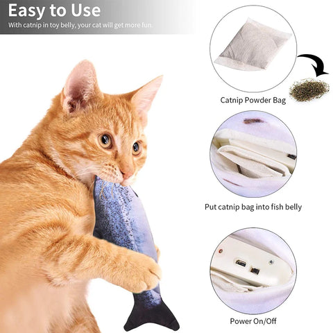 Pet Electric Cat Toy Fish Pet Cat Toy Simulation Fish Swing Dance Fish Toy Interesting Cat Toy Supplies USB Charging