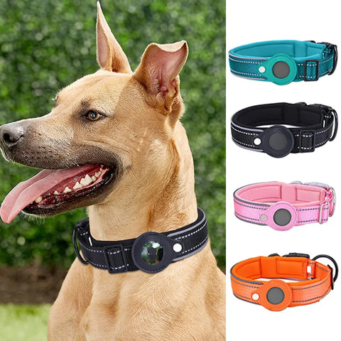 Anti-Lost Dog Collar Waterproof Airtag Protective Case Reflective Pet Necklace for French Bulldog Pitbull, Large Dog Accesories