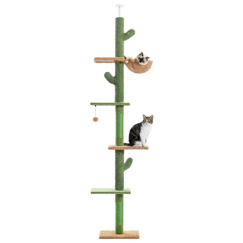 Adjustable 239-275cm Height Cactus Cat Tree Scratching Post Cat Scratcher Tall Cat Climbing Tree Kittens Jumping Frames Cat Toy