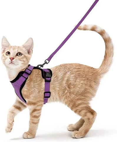 ATUBAN Cat Harness and Leash for Walking,Escape Proof Soft Adjustable Vest Harnesses for Cats,Easy Control Breathable Reflective