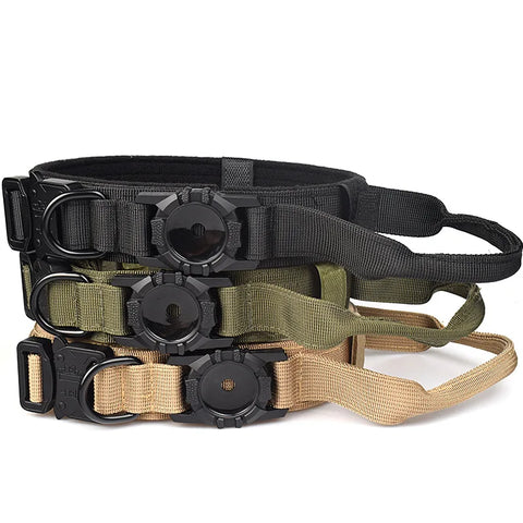 Adjustable Nylon AirTag Holder Dog Collar  Metal Buckle Pet Tactical Collar Dog Accessories Anti Last and Pet Dogs Tracing Safe