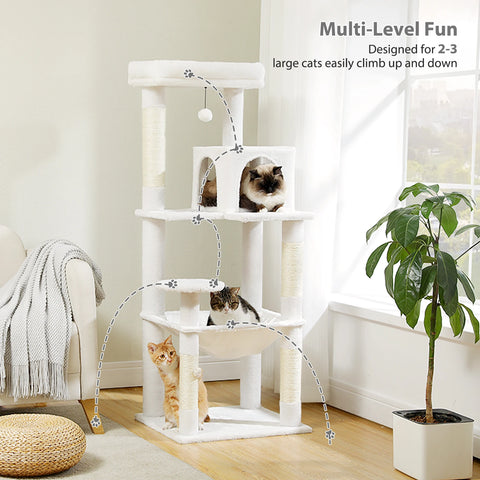 Multi-Level Cat Tree with Scratching Post Luxury Cat Tower with Condo House Cat Scratcher for Indoor Cat Accessories Pet Cat Toy