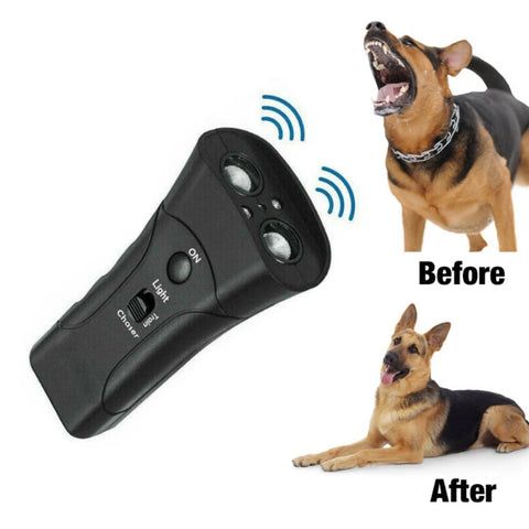 Pet Dog Repeller Anti Barking Stop Electric Shocker LED Ultrasonic Dogs Adapter Training Behavior Aids Without Battery Black