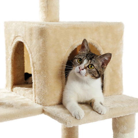 Multi-Level Cat Tree with Scratching Post Luxury Cat Tower with Condo House Cat Scratcher for Indoor Cat Accessories Pet Cat Toy