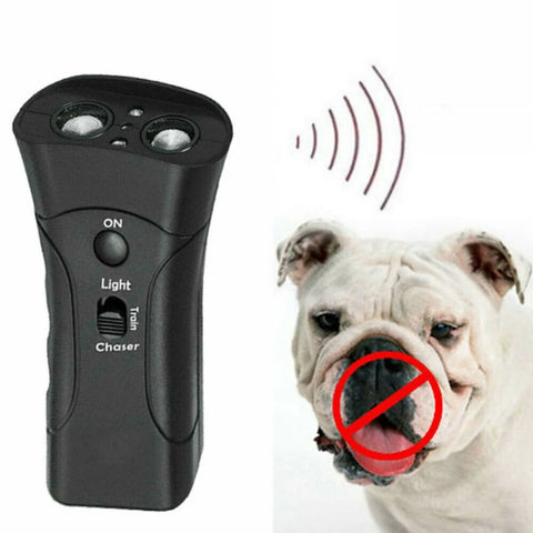 Pet Dog Repeller Anti Barking Stop Electric Shocker LED Ultrasonic Dogs Adapter Training Behavior Aids Without Battery Black