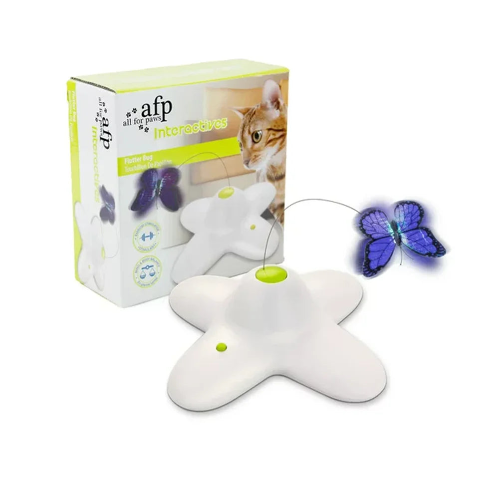 All For Paws Cat Toy Flutter Bug Interactive Electronic Cat Stimulating Toy Interactive Butterfly Flutter Bug Cat Automatic Toys