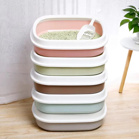 Cat Litter Box Portable Bedpan Removable Pet Cleaning Products Semi-enclosed Box with Shovel Cat Litter Box Cat Supplies