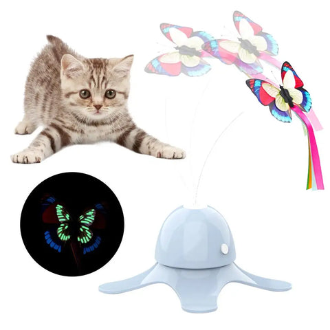 Electronic Pet Cat Toy Smart Automatic Funny Cat Exercise Toy Electric Rotating Kitten Toys Butterfly Cat Stick Interactive Toy