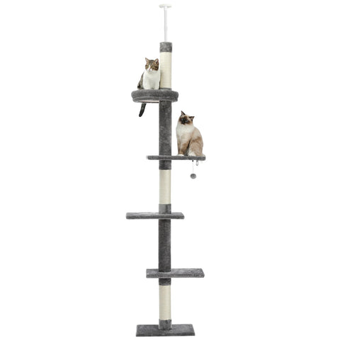 Domestic Delivery Height 238-274cm Cat Tree Condo Scratching Post Floor to Ceiling Adjustable Cat Scratcher Protecting Furniture