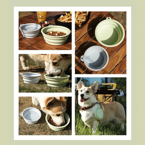 1 pc Collapsible dog bowl 350ml, travel dog water bowl with buckle, silicone portable dog food bowl suitable for cat and dog wa