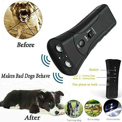 Pet Dog Repeller Anti Barking Stop Electric Shocker  LED Ultrasonic Dogs Adapter Training Behavior Aids Without Battery with