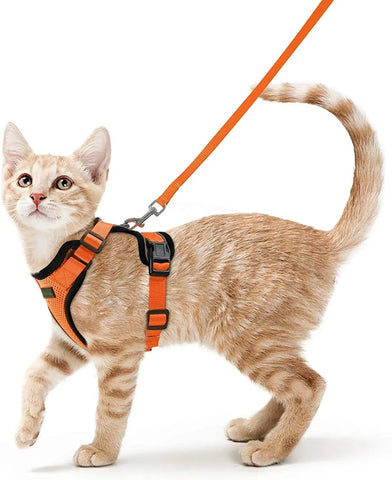 ATUBAN Cat Harness and Leash for Walking,Escape Proof Soft Adjustable Vest Harnesses for Cat,Breathable Reflective Strips Jacket