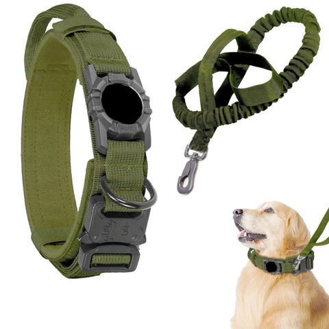 Adjustable Nylon AirTag Holder Dog Collar  Metal Buckle Pet Tactical Collar Dog Accessories Anti Last and Pet Dogs Tracing Safe