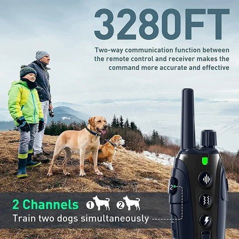 1000m Smart Dog Training Collar with Remote Electric Shocker Suitable for Preventing Dog Barking Pet Behavior Training Supplies