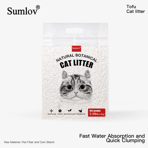 33lbs Sumlov Tofu Cat Litter, Natural Botanical, 5.5Lbs Each Pack, Dust-Free, Flushable, Quick Clumping, Odor Control, Made Fro