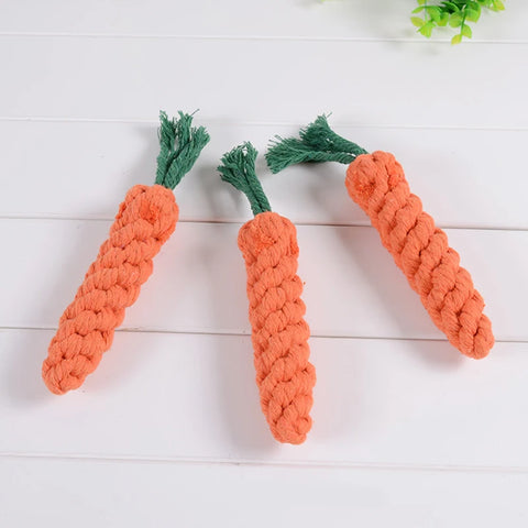 1PC Dog Toy Carrot Knot Rope Ball Cotton Rope Dumbbell Puppy Cleaning Teeth Chew Toy Durable Braided Bite Resistant Pet Supplies