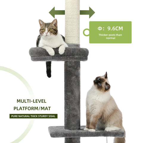 Domestic Delivery Height 238-274cm Cat Tree Condo Scratching Post Floor to Ceiling Adjustable Cat Scratcher Protecting Furniture