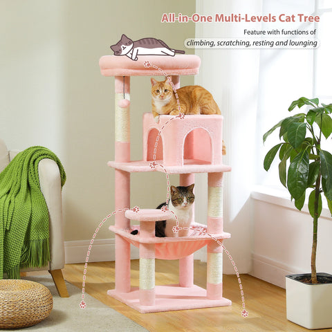 Multi-Level Cat Tree with Scratching Post Luxury Cat Tower with Condo House Cat Scratcher for Indoor Cat Accessories Pet Cat Toy