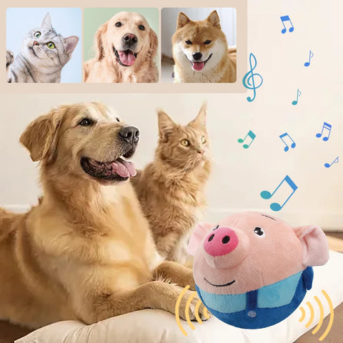 Electronic Pet Dog Toys Music Vibration Bouncing Ball Bite Puppy Ball Active Moving Pet Plush Sing Dog Chewing Dog Accessories