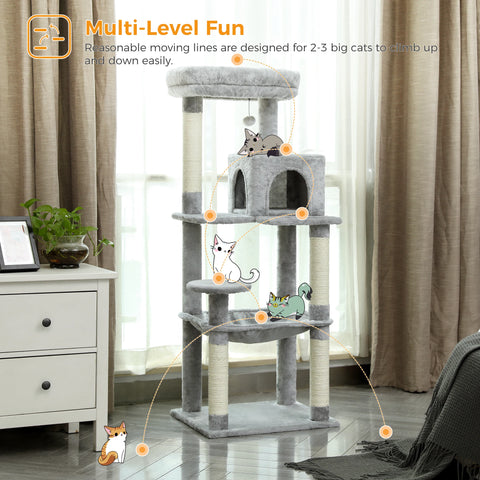 Multi-Level Cat Tree with Scratching Post Luxury Cat Tower with Condo House Cat Scratcher for Indoor Cat Accessories Pet Cat Toy