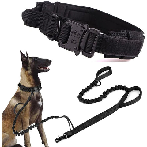 Dog Collar Durable Tactical Leash Set Adjustable Pet Collar Leash Medium Large Dog German Shepherd Training Accessories