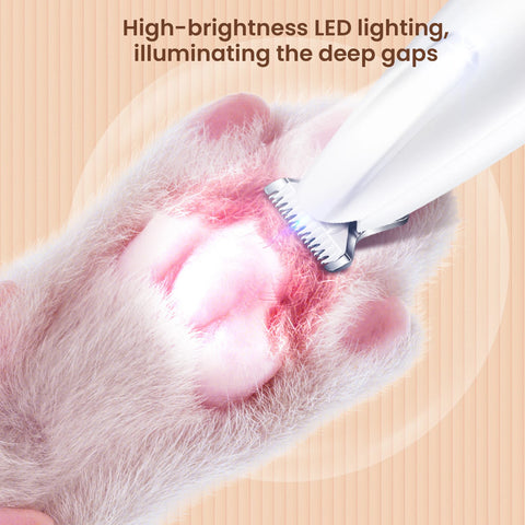 Rechargeable Pet Paw Trimmer with LED Light, Fully Waterproof Dogs Cats Hair Trimmer, Dog Clippers for Grooming