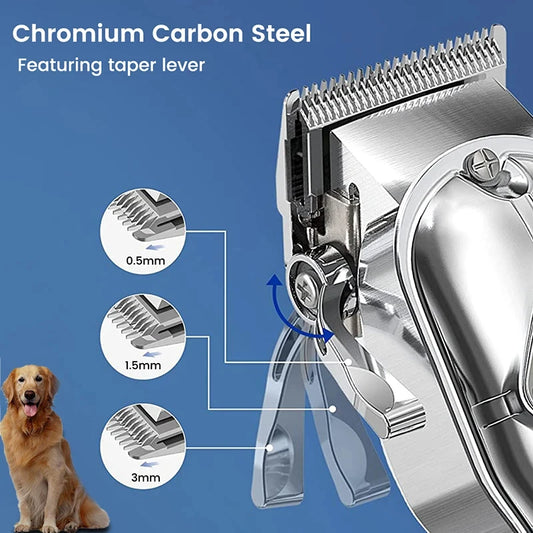 Professional Dog Hair Clipper All Metal Rechargeable Pet Trimmer Cat Shaver Cutting Machine Puppy Grooming Haircut Low Noice