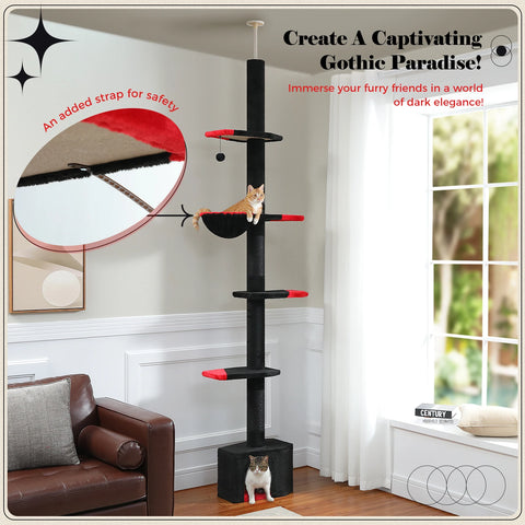 Adjustable 239-275cm Height Cactus Cat Tree Scratching Post Cat Scratcher Tall Cat Climbing Tree Kittens Jumping Frames Cat Toy