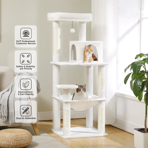 Multi-Level Cat Tree with Scratching Post Luxury Cat Tower with Condo House Cat Scratcher for Indoor Cat Accessories Pet Cat Toy