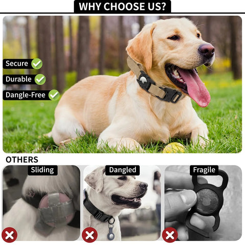 Adjustable Nylon AirTag Holder Dog Collar  Metal Buckle Pet Tactical Collar Dog Accessories Anti Last and Pet Dogs Tracing Safe