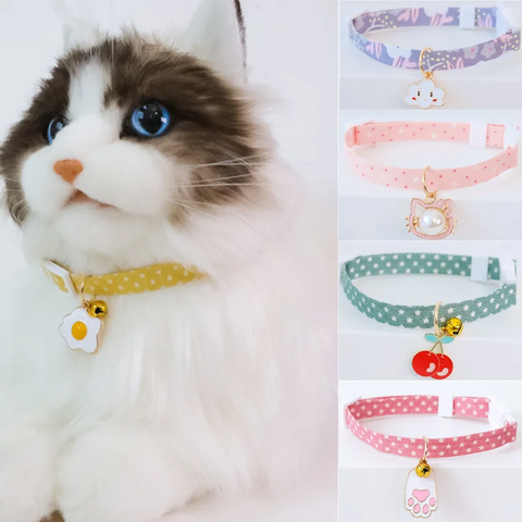 New Adjustable Kitten Collar with Bell Cut Pet Cat Collars Breakaway Cats Necklace Puppy Collar Cat Supplies Cat Accessories