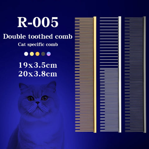 Cat comb with floating hair, open knots, cloth doll, long hair, cat comb size L, long short needle, double toothed comb, copper