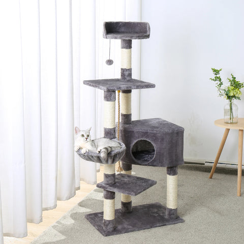 Cat Scratcher Tower Home Furniture Cat Tree Pets Hammock Sisal Cat Scratching Post Climbing Frame Toy Spacious Perch