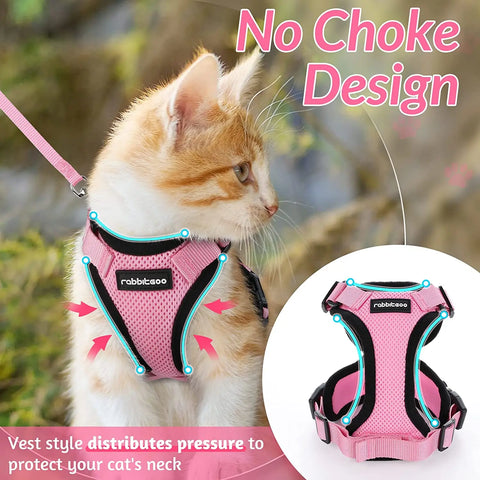 Cat Harness and Leash for Walking,Escape Proof Soft Adjustable Vest Harnesses for Cat,Breathable Reflective Strips Jacket