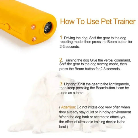 LED 3 in 1 Pet Dog Repeller Anti Barking Stop Bark Training Device Trainer Ultrasonic Anti Barking Ultrasonic Without Battery