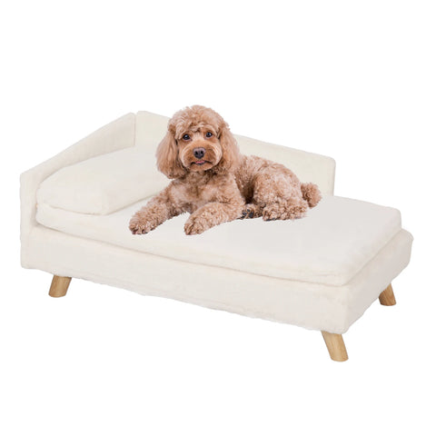 Elevated Pet Bed Solid Wood Leg Dog Cat Sofa for Indoor  L Shape Plush Couch Lounge with Soft Cushion