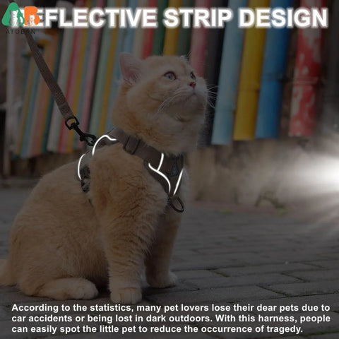 Cat Harness and Leash Set for Small to Large Cats Adjustable Cat Vest Harness Reflective Trim Universal Cat Leash and Harness