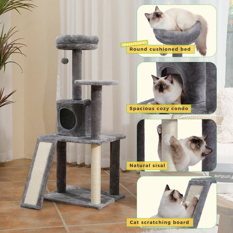 Cat Scratcher Tower Home Furniture Cat Tree Pets Hammock Sisal Cat Scratching Post Climbing Frame Toy Spacious Perch